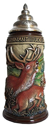 KING Chope de bière, cerf, brun, peinte à la main, 0,75 litres