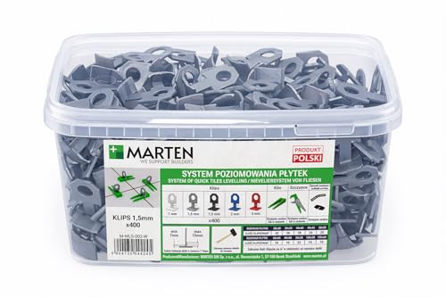 MARTEN Fliesen Nivelliersystem Clips Keile 1-3 mm Fliesen Leveling System Set Fliesen Nivellierclips Kunststoff Fliesenkeile & Fliesen Abstandshalter – Fliesen Verlegehilfe für Boden und Wandfliesen