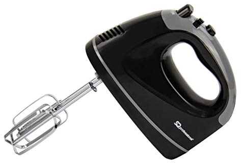 SQ Professional Blitz Hand Mixer Electric Whisk for Baking Electric Beater 5 Speed Control Hand Mixer Stainless Steel Kneader and Beaters for Baking Mixer 300W (Black)
