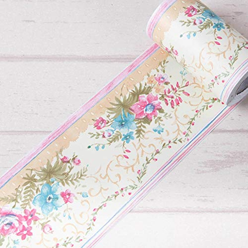 Dostear Bordi Greche Pannelli Adesivi Bordo Adesivo per Pareti Striscia Adesiva Muro Decorativa Greca Adesiva per Parete Piccolo fiore viola 10.6 X 1000cm