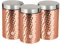 URBN-CHEF Hammered Effect Metal Stainless Steel Storage (3 Pcs Copper Canister Set)