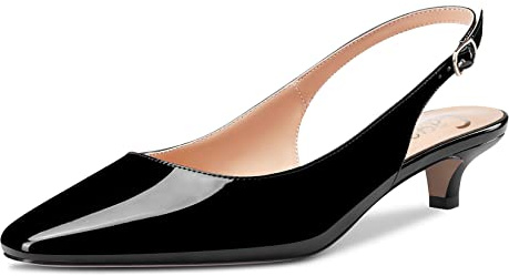 Castamere Femmes Aiguille Bas Kitten Talon Heel Fermé Carré Bout Slingback Escarpins Slip-on 3.5 CM Heels Sandales Dress Cute Chaussures