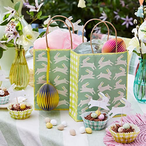 Talking Tables Oster-Geschenktüten mit Griffen für Eiersuche, Pralinen, Süßigkeiten, 8 Stück, recycelbare Papier-Leckerlibeutel, Hasen, Kindergeburtstag, Partygeschenke