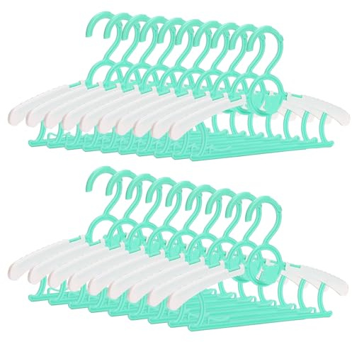 20-Pack Adjustable Hangers for Baby, Kids, and Children - Non-Slip, Wind-Lock Buckle, Space-Saving, Multi-Functional Hangers (Green)