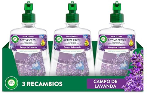 Air Wick Active Fresh Spray Automatico Sin Aerosol - Ambientador para casa con aroma a Lavanda - Pack de 3 Recambios (228mlx3)