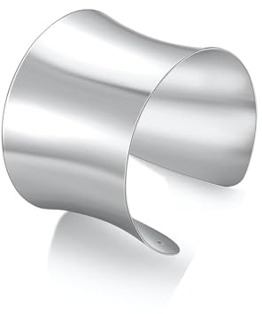 GAUEIOUR Padme Costume Accessories Cosplay Cuff Bangle Bracelets, Women's Wide Cuff Bracelet, Adjustable Opening Jewelry, Stylish Personality Metal, Shiny Silver, Design Sense Wave Shape