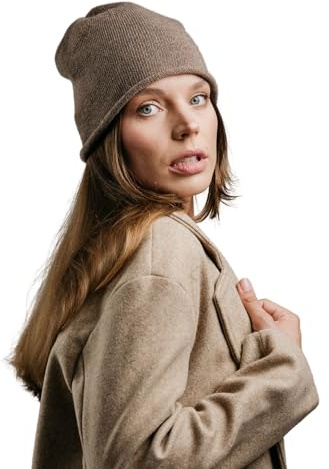 TODO 50% Kaschmir Beanie Damen, Merino Slouchy Beanie Mütze Merino für Frauen - Wintermütze Kaschmir-Wolle Mütze
