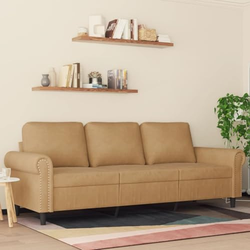 Xichuzi 3-Sitzer-Sofa Braun 180 cm Samt, Loungesofa, Sofas & Couches, Relaxsofa, Couch für Wohnzimmer, 359546