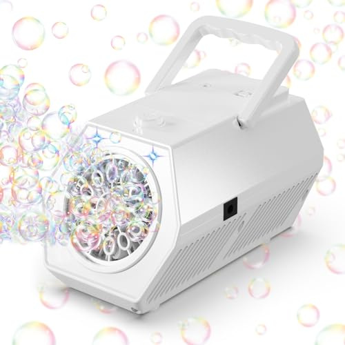 Machine à Bulles Professionnelle Automatique Portable Rechargeable USB - 10000 Bulles/Min, 2 Vitesses, Réservoir 240ML, Jouets à Bulles pour Enfants, pour Anniversaire/Mariage/Fête/Extérieur
