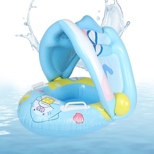 Anello Nuoto Bambino - Anello Nuoto per Neonati con Baldacchino | Pneumatico da Piscina per Neonati con Baldacchino | Anello Acqua di Protezione Solare per Bambini e Ragazze 6