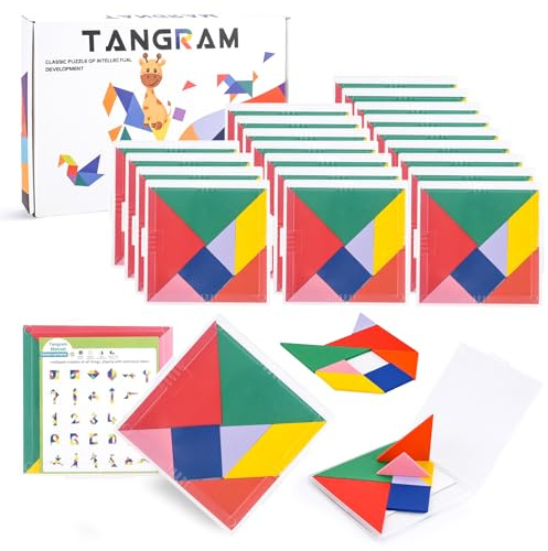 Tangram Infantil Pack 22 Regalos Cumpleaños Niños Colegio, Tangram de madera para niños,Regalitos Invitados,Detalles Cumpleaños Niño, Adecuado para Piñata,Comunión,Detalle Invitados,Colegio