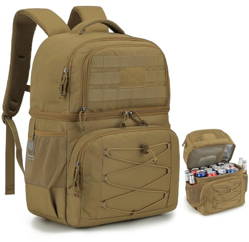 TONRUYN Kühlrucksack mit Doppeldecker Taktischer Kühltasche Rucksack Herren Klein Isoliert Auslaufsicherer Rucksack mit Kühlfach Leichter für Strand, Picknick, Camping, Mittagessen, Wandern