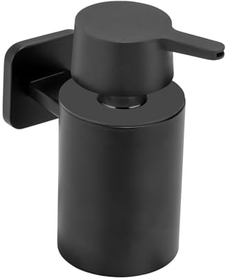 WENKO Turbo-Loc® Seifenspender ohne Bohren für Bad & Küche | Wandmontage mit Klebepad, optional zum Schrauben, entnehmbar, Halterung Edelstahl, schwarz matt, Mod. Porto Black