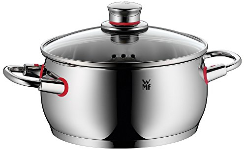 WMF Quality One Kochtopf groß 20cm, Glasdeckel mit Dampföffnung, Bratentopf Induktion 3,4l, Cromargan Edelstahl poliert, unbeschichtet