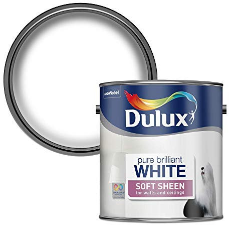 Dulux Peinture satinée, 5 L – Blanc pur brillant, blanc, 500008