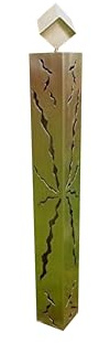 Gartendekoshop24 – Gartendeko Edelstahl Säule mit Edelstahlwürfel, 100 cm. Gebürstete Edelstahlsäule mit Würfel und Muster. Handgefertigte Edelstahl Metallarbeit für draußen, Nicht rostend.