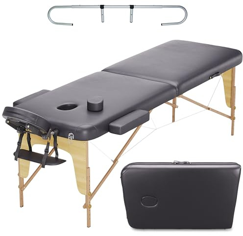 BELTOM® Table de Massage 2 Zones + Porte Rouleau Cosmetique lit esthetique Pliante - Noir
