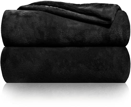 Gräfenstayn® Kuscheldecke flauschig & super weich - hochwertige Fleecedecke auch als Wohndecke, Tagesdecke, Sofadecke & Wohnzimmer geeignet - Überwurf Decke Sofa & Couch (Schwarz, 200x150 cm)
