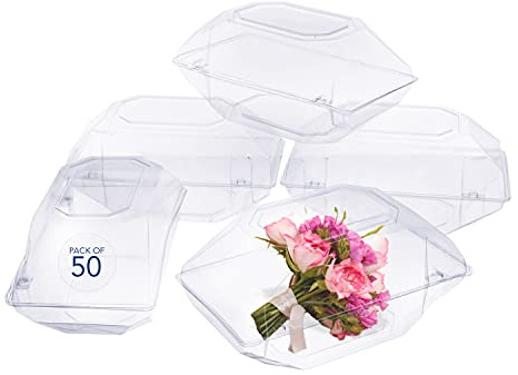 Royal Imports Clear Plastic Flower Box for Corsage, Boutonniere, Rose, Orchid Prom Wedding Craft Container 9x5x4-50 Pack