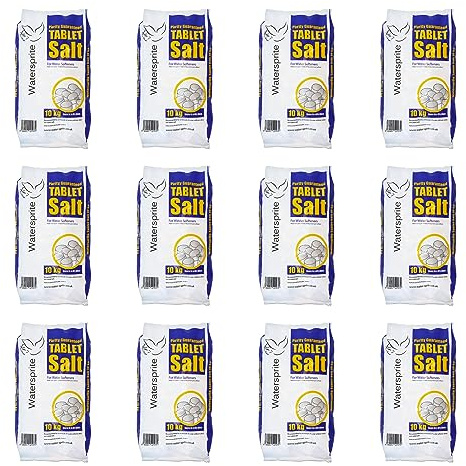 10 kg Watersprite Water Softening Salt Tablets 100% Genuine Suitable For All Brands Of Water Softener Machines Premium Quality High Purity Salt Tablets Best For Laundry Kitchen Dishwashing (12 Packs)