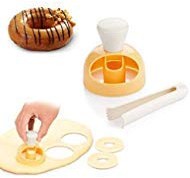 JOMIHONEY 2 Pack Donut Cake Mould, 3 inch DIY Doughnut Cutter Biscuit Stamp Mould Desserts Cookie Cutter Maker Mold Kitchen Baking Tool (Round and Heart-shaped)