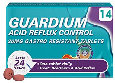 Guardium Esomeprazole Acid Reflux Tablets, 14 Pack - Indigestion & Heartburn Relief, 24-Hour GERD/GORD Protection, Antacids for Digestion & Nausea