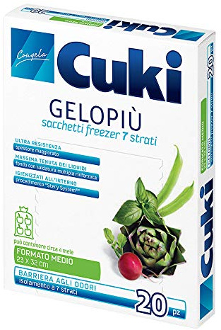 Cuki Gelopiù sacchetti freezer Multistrato Medi, 1 Conf. da 20 pezzi
