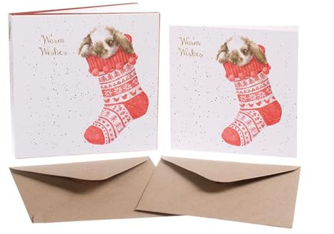 Wrendale Designs XB028 Weihnachtskarten-Set, Weihnachtsstrumpf-Motiv