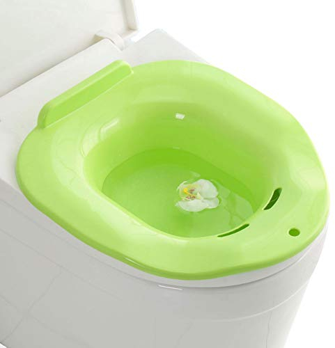 NANANA Bidetbecken Sitzbecken Waschbidet Toiletteneinsatz, Hämorrhoiden Patienten Toilette Perineal Einweichbad für Männer und Schwangere Frauen, 39.7X36.5X13cm,Green