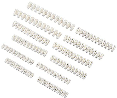 Litorange Clear Electrical Terminal Blocks 6 sizes 3A 5A 10A 15A 20A 30A, Screw Terminal Block Dual Rows 12 Position Wire Connector 12 Pack