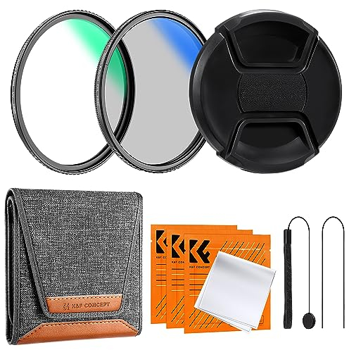 K&F Concept Filterset 62mm UV Filter+Polfilter (CPL)+Objektivdeckel& Aufbewahrungstasche (Nano Klear-Serie)