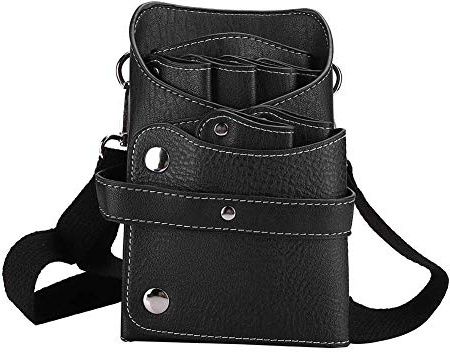 Retro Haarschneidemaschine Kamm Friseurschere - Praktische Spezial Tasche für Friseurwerkzeug (Schwarz)