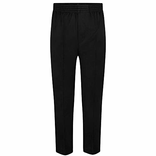 Listers Schoolwear Pantalon d'école entièrement élastique pour garçon - Gris noir bleu marine - Coupe confortable à enfiler - 2 à 16 ans, Noir , 12-13 ans