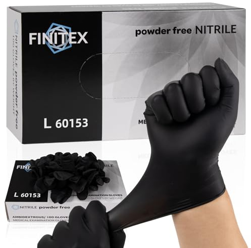 FINITEX Nitrile Disposable Latex-Free Gloves Black - 3.5mil 100PCS Powder-Free Cleaning Medical Exam Food Glove (X-Large)