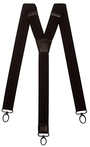 Olata Y-Hosenträger, farbiges Leder, Schwarze Karabiner, 40 mm, Schwarz
