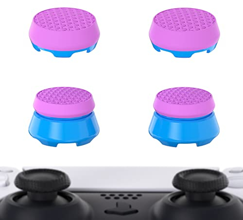 PlayVital Thumbs Pro Joystick Extender für PS5,Thumbstick Kappen Zubehör für PS5 Controller-2 High Raise&2 Mid Raise Dome(Armor-Violett&Himmelblau)