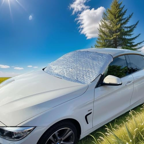 INTIRILIFE Sonnenschutz Frontschutz für Windschutzscheibe - 142.5 x 98 cm - Faltbare Frontscheiben Abdeckung für die Windschutzscheibe, Hitzeschutz Auto, in praktischer Tragetasche