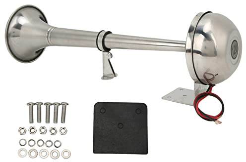 Elektrisches Marinehorn, Laute Einzeltrompete 328DB 12V 30W VXH1112MAR-C Universal-Lufthorn für Boote Wohnmobile Yachten Edelstahl Boote Einzeltrompete Horn
