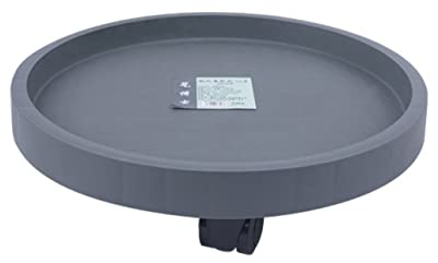 Rund Kunststoffe Pflanzenroller Outdoor mit Räder und Wasserspeicherung, Blumenroller Außenbereich und Innenbereich, Pflanzenroller mit Softrollen für Parkett, Schwerlast,Grau,45cm