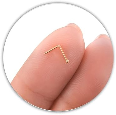 1mm Ball Nasenstecker Rot Gold Winzige Super kleines Nasenpiercing 0,6mm Stiftdicke, Basismetall Silber, rot gold zierlicher Nasenschmuck