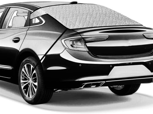 YUONME Auto Windschutzscheibenabdeckungen für SMART fortwo W451 2007-2014,Ultra-Dick Autoabdeckung Frontscheibenabdeckung mit Reflektierenden Gurten,A/Black Border