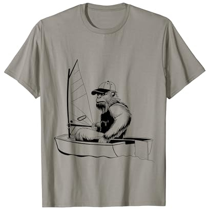 Lustiges Bigfoot Optimist Segelboot Segelboot Segeln Sasquatch T-Shirt