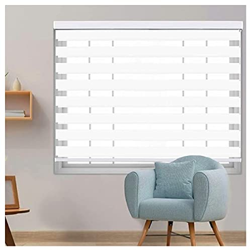 PHLEPS Doppelrollo Tag Und Nacht Rollo Vorhang,Tag- Und Nacht-Zebra-Rollos, Zweilagige Stoff-Zebra-Fenster-Jalousien for Schlafzimmer, Tag-Nacht-Jalousien Mit Lichtfilterung (Color : White, Size : 1