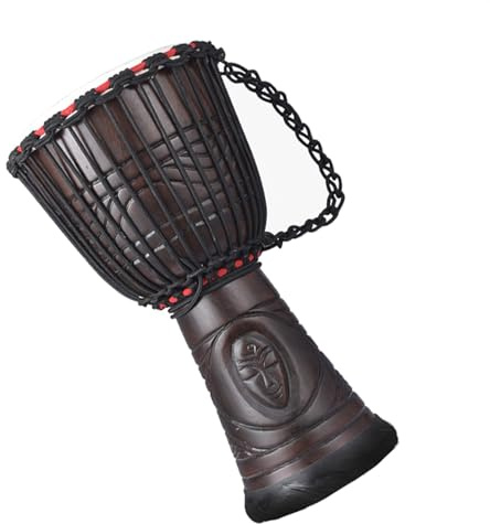 Tambor Africano Tambor Africano De Madera Maciza De Caoba Hecho A Mano De 10 Pulgadas, Cabezal De Tambor De Piel De Oveja, Tambor De Mano Africano