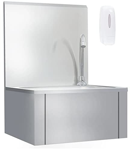 Handwaschbecken mit Wasserhahn und Seifenspender Edelstahl, Chaduof Aufsatzwaschbecken, Bathroom Sink, Waschtisch, Ablaufgarnitur, Aufsatzbecken - 51114