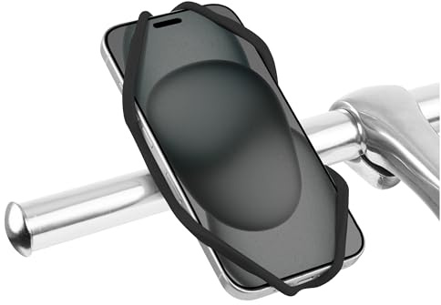 Bone Bike Tie 5, Universal Bike Phone Handlebar Mount for 4.7-7.2 Phones | Enhanced Shock-Absorption Base, Stronger & Scratch-Free Silicone Strap, Bike Phone Holder for E-Bikes & Strollers (Black)