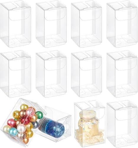 DELORIGIN 24 Stück Klare Geschenkbox Wiederverwendbar Kleine Transparente Quadratische Displaybox Durchsichtige Geschenkbox Für Geburtstag Hochzeit Weihnachtstag Tag des Gedenkens Geschenk 3x3x5cm