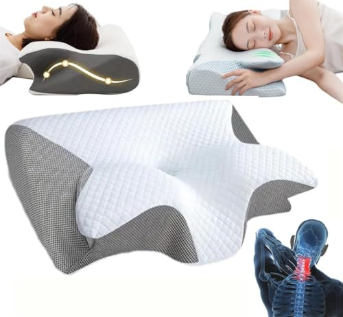 Tildreams Restrelief Premium Ergonomisches Kissen, Konturentlastungskissen, Memory-Schaum-Nackenkissen, orthopädisches Bettkissen für Seiten-, Rücken-, Bauchschläfer, Seitenschläfer für Erwachsene