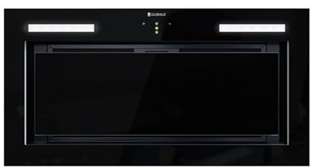 GLOBALO Hotte aspirante, hotte encastrable pour cuisine, avec éclairage, largeur d'installation 60 cm, deux modes de fonctionnement, évacuation et absorbeur Lumotion 60.1 Black [Classe énergétique B]