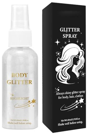 Spray à paillettes pour cheveux, spray à paillettes pour cheveux et corps - Spray chatoyant,Spray pailleté pour cheveux, 80ML, longue durée, scintillant, lavable, séchage rapide, pour un Look de fête